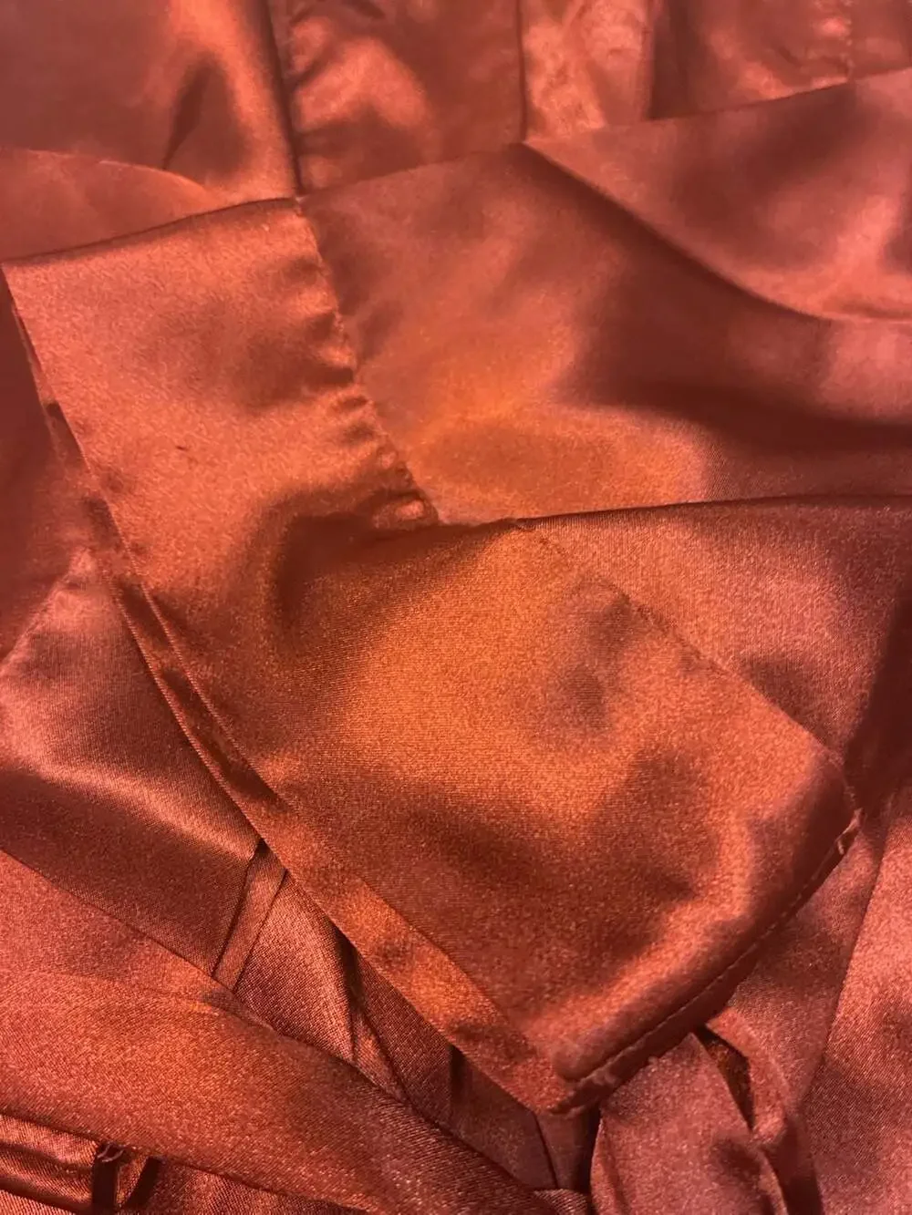 Victoria's Secret Satin Belted Robe in Rust Brown